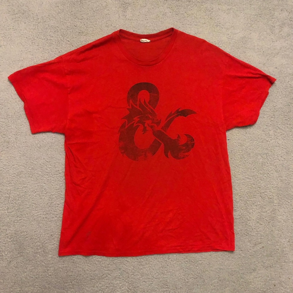 Dungeons & Dragons Red Graphic Tee Shirt XL D&D Logo 100% Cotton Gildan